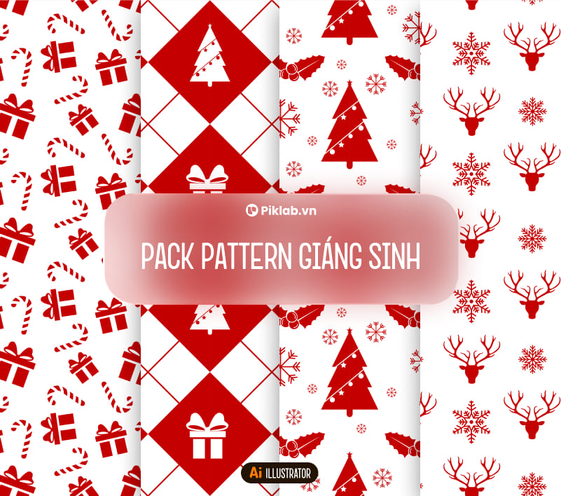 Noel Christmas Design Pattern Pack, Bộ Pattern Hoa Văn Giáng Sinh Đẹp Cho Thiết Kế, Họa Tiết Hộp Quà, Cây Thông, Tuần Lộc, Bông Tuyết
